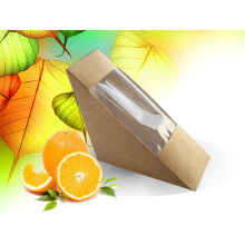 Caja de sándwich disponible de papel Kraft Triangle, caja de papel laminado Contenedor de alimentos / caja de sándwich